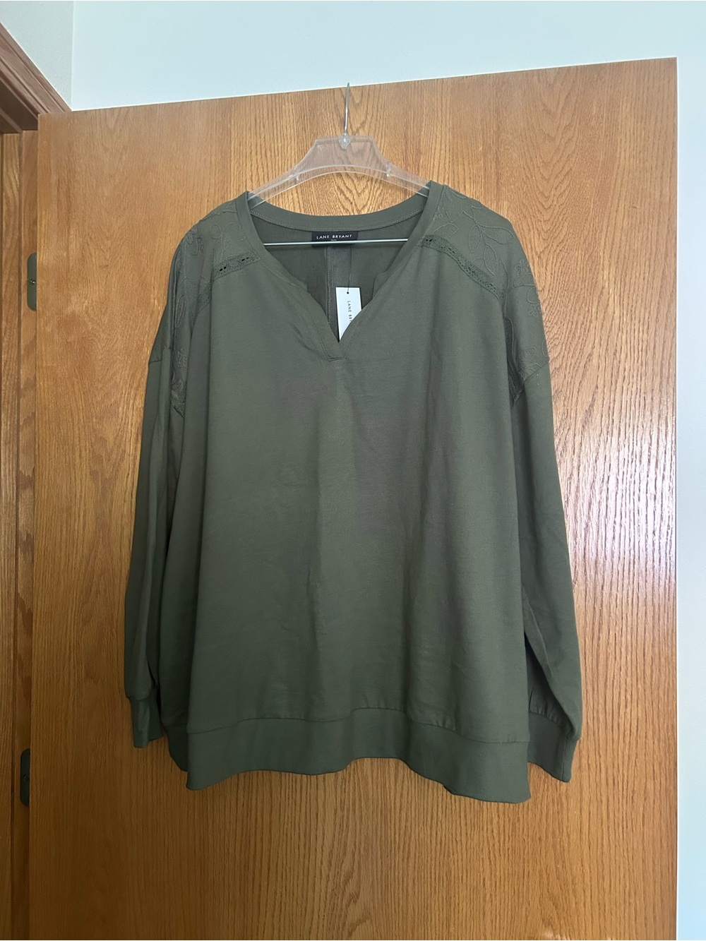 Lane Bryant Long-Sleeve Notch-Neck Sweatshirt